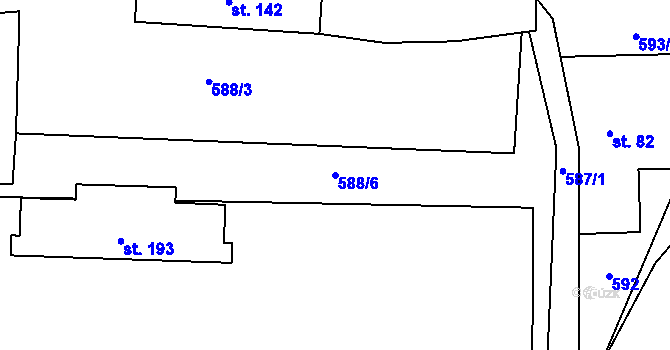 Parcela st. 588/6 v KÚ Nečín, Katastrální mapa