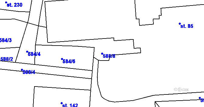 Parcela st. 588/8 v KÚ Nečín, Katastrální mapa