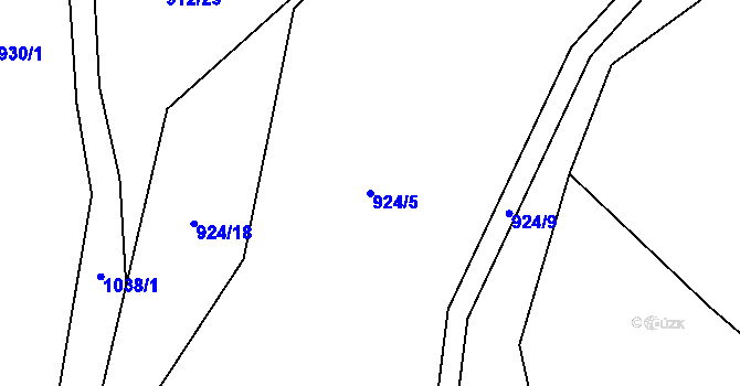 Parcela st. 924/5 v KÚ Nečín, Katastrální mapa