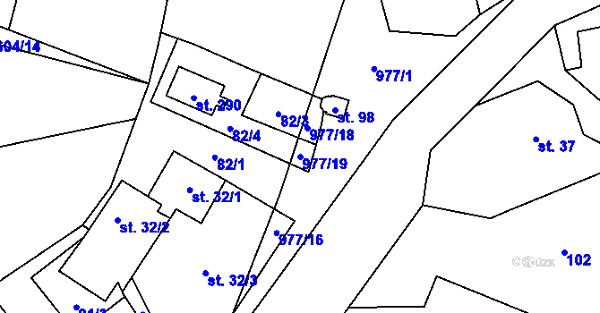 Parcela st. 977/19 v KÚ Nečín, Katastrální mapa