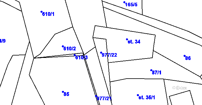 Parcela st. 977/22 v KÚ Nečín, Katastrální mapa