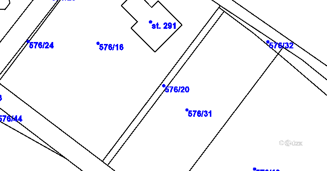 Parcela st. 576/20 v KÚ Nečín, Katastrální mapa