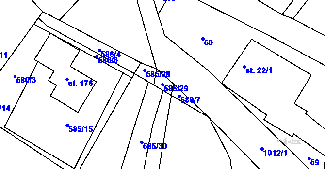 Parcela st. 585/29 v KÚ Nečín, Katastrální mapa