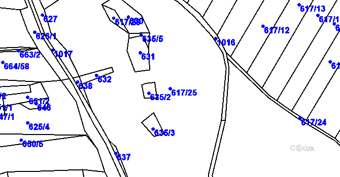 Parcela st. 617/25 v KÚ Nečín, Katastrální mapa