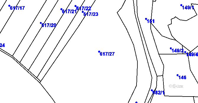 Parcela st. 617/27 v KÚ Nečín, Katastrální mapa