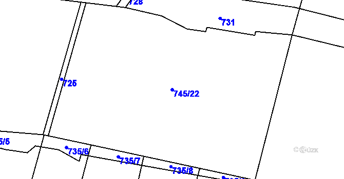 Parcela st. 745/22 v KÚ Nečín, Katastrální mapa
