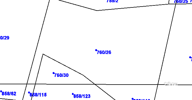 Parcela st. 760/26 v KÚ Nečín, Katastrální mapa