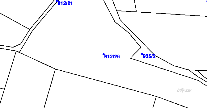 Parcela st. 912/26 v KÚ Nečín, Katastrální mapa