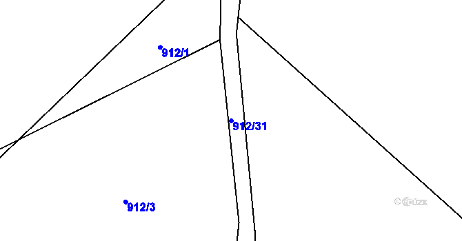 Parcela st. 912/31 v KÚ Nečín, Katastrální mapa