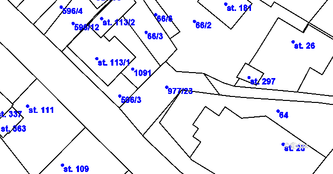 Parcela st. 977/23 v KÚ Nečín, Katastrální mapa