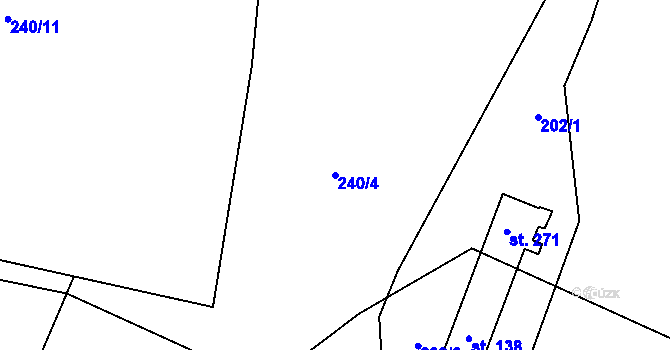 Parcela st. 240/4 v KÚ Nečín, Katastrální mapa