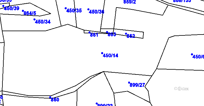 Parcela st. 450/14 v KÚ Nečín, Katastrální mapa
