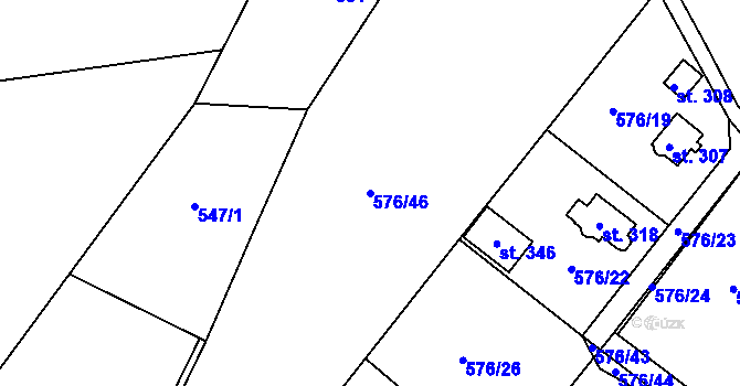 Parcela st. 576/46 v KÚ Nečín, Katastrální mapa