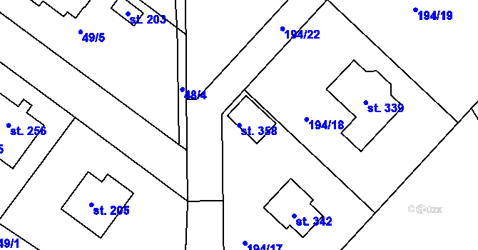 Parcela st. 358 v KÚ Nečín, Katastrální mapa
