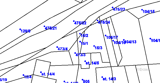 Parcela st. 15/1 v KÚ Žebrák u Nečína, Katastrální mapa