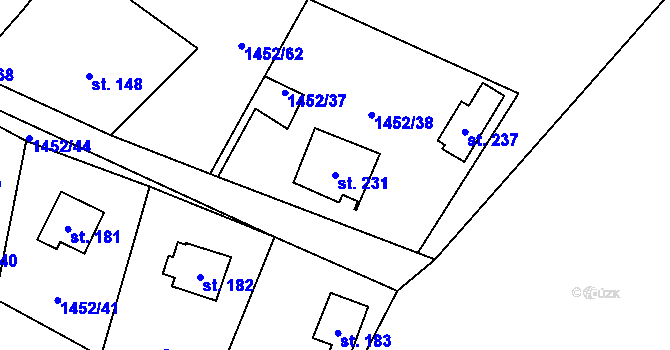 Parcela st. 231 v KÚ Březín, Katastrální mapa