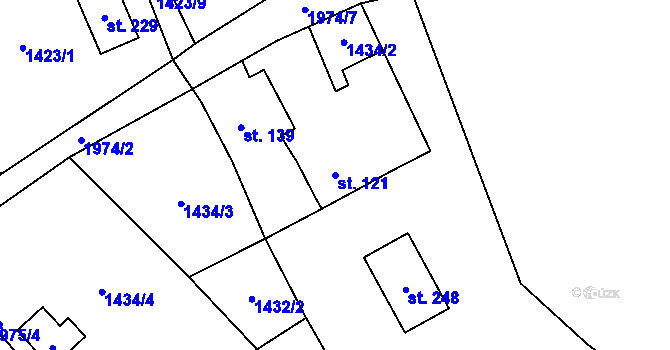 Parcela st. 121 v KÚ Březín, Katastrální mapa