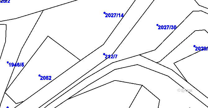 Parcela st. 212/7 v KÚ Březín, Katastrální mapa