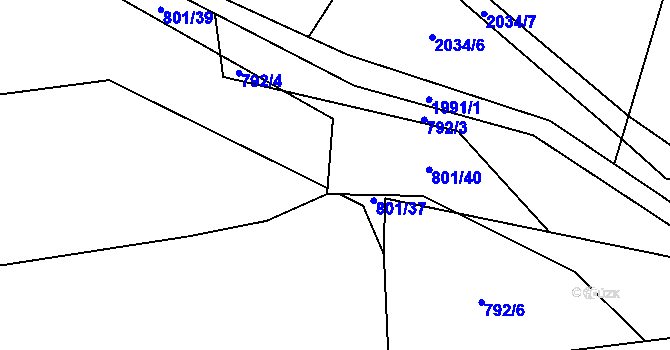 Parcela st. 801/30 v KÚ Březín, Katastrální mapa