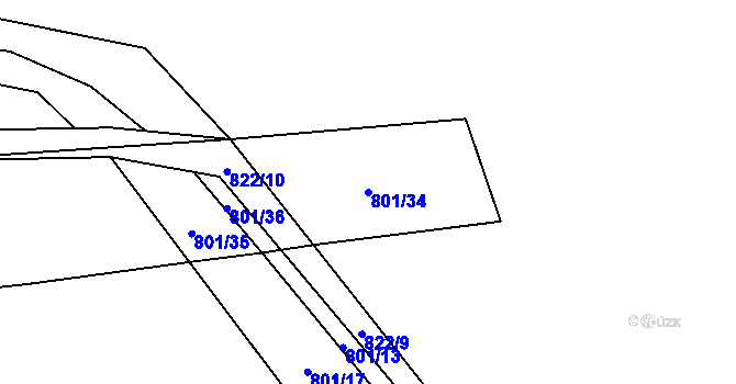 Parcela st. 801/34 v KÚ Březín, Katastrální mapa