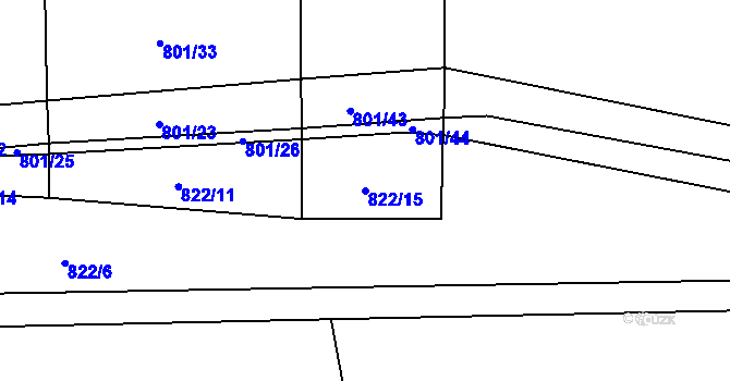 Parcela st. 822/15 v KÚ Březín, Katastrální mapa
