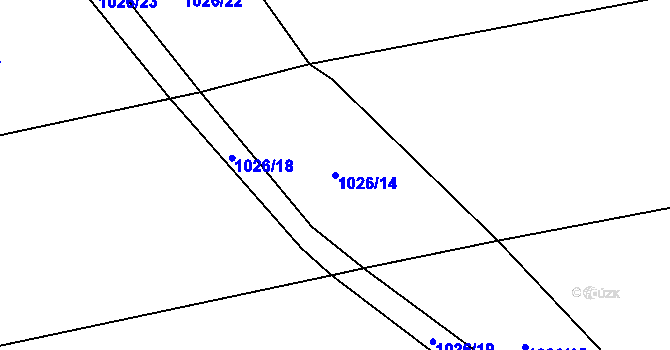 Parcela st. 1026/14 v KÚ Březín, Katastrální mapa