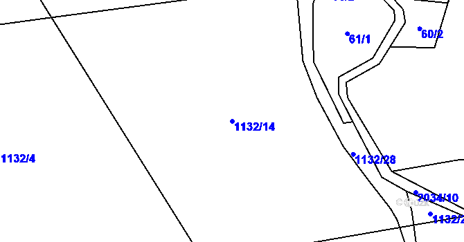 Parcela st. 1132/14 v KÚ Březín, Katastrální mapa