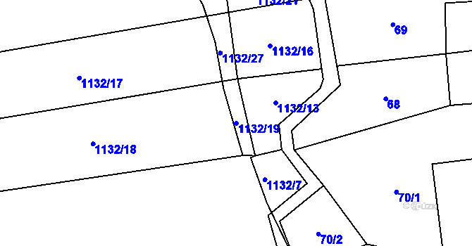 Parcela st. 1132/19 v KÚ Březín, Katastrální mapa