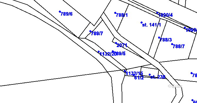 Parcela st. 1132/20 v KÚ Březín, Katastrální mapa