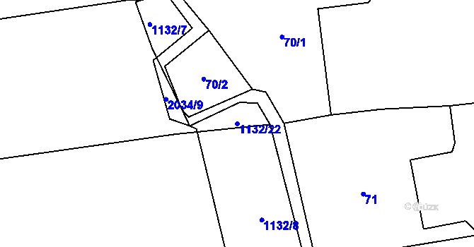 Parcela st. 1132/22 v KÚ Březín, Katastrální mapa