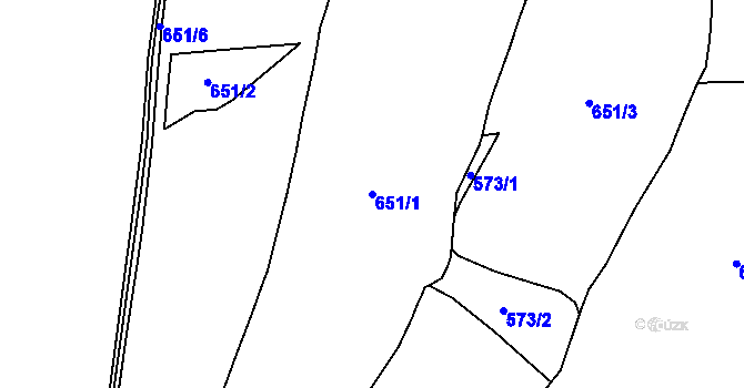 Parcela st. 651/1 v KÚ Čestětín, Katastrální mapa