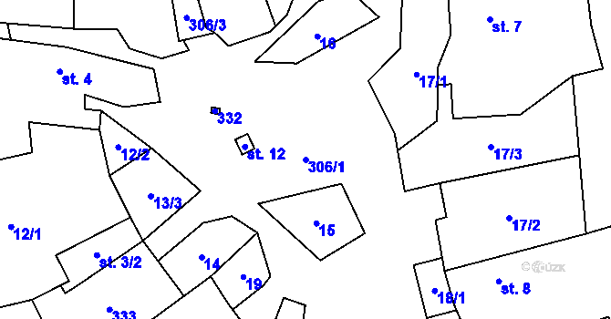 Parcela st. 306/1 v KÚ Doubravice u Nečtin, Katastrální mapa