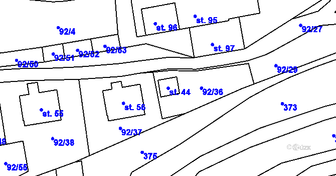 Parcela st. 44 v KÚ Hrad Nečtiny, Katastrální mapa