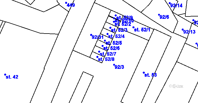 Parcela st. 52/7 v KÚ Hrad Nečtiny, Katastrální mapa