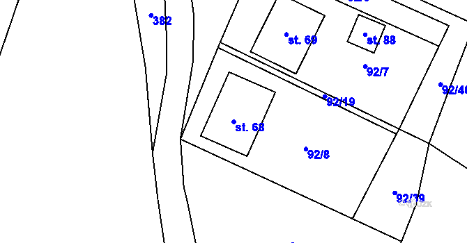 Parcela st. 68 v KÚ Hrad Nečtiny, Katastrální mapa