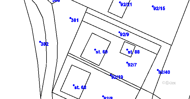 Parcela st. 69 v KÚ Hrad Nečtiny, Katastrální mapa