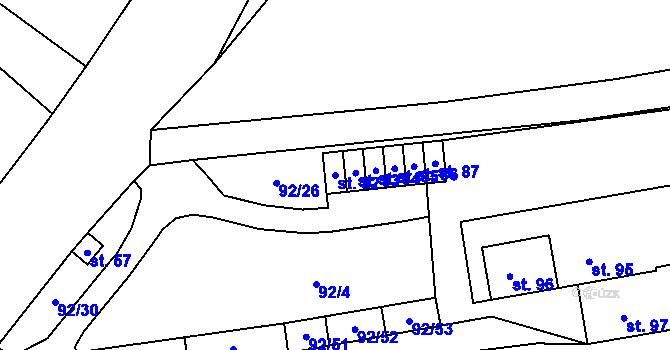 Parcela st. 82 v KÚ Hrad Nečtiny, Katastrální mapa