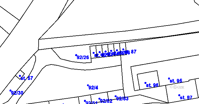 Parcela st. 83 v KÚ Hrad Nečtiny, Katastrální mapa