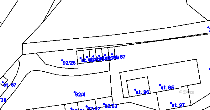 Parcela st. 86 v KÚ Hrad Nečtiny, Katastrální mapa