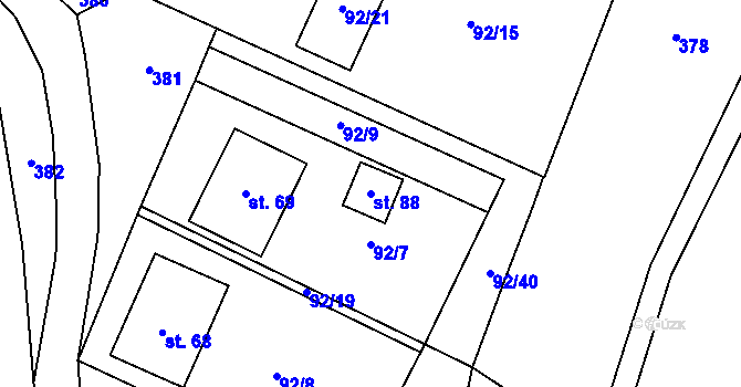 Parcela st. 88 v KÚ Hrad Nečtiny, Katastrální mapa