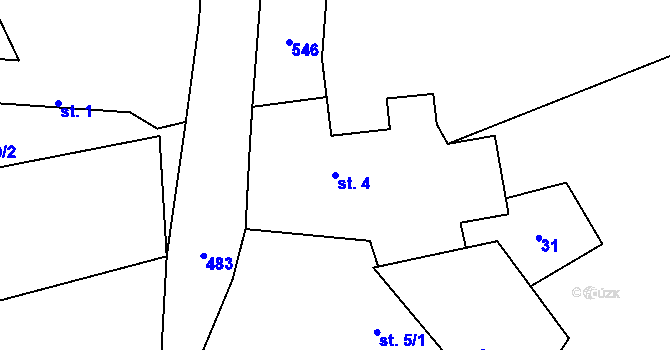 Parcela st. 4 v KÚ Lešovice, Katastrální mapa