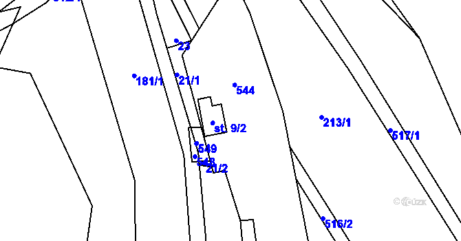 Parcela st. 9/1 v KÚ Lešovice, Katastrální mapa