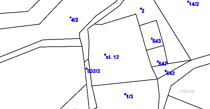 Parcela st. 12 v KÚ Lešovice, Katastrální mapa