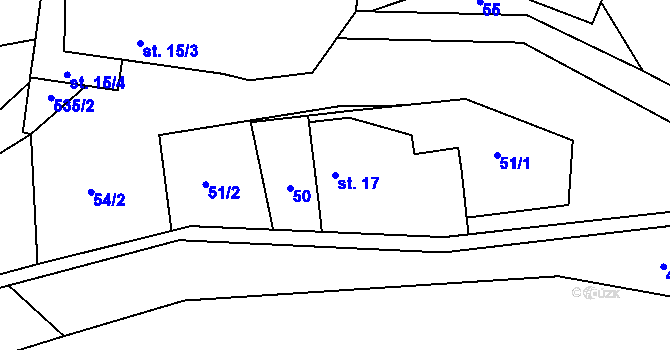 Parcela st. 17 v KÚ Lešovice, Katastrální mapa