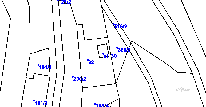 Parcela st. 30 v KÚ Lešovice, Katastrální mapa