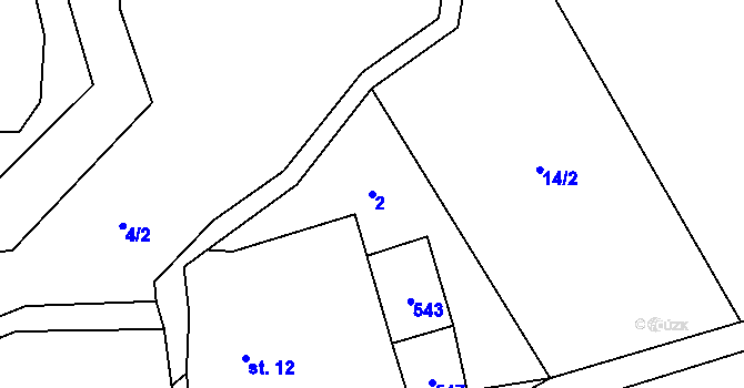Parcela st. 2 v KÚ Lešovice, Katastrální mapa
