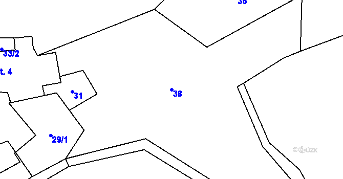 Parcela st. 38 v KÚ Lešovice, Katastrální mapa