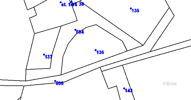 Parcela st. 136 v KÚ Lešovice, Katastrální mapa