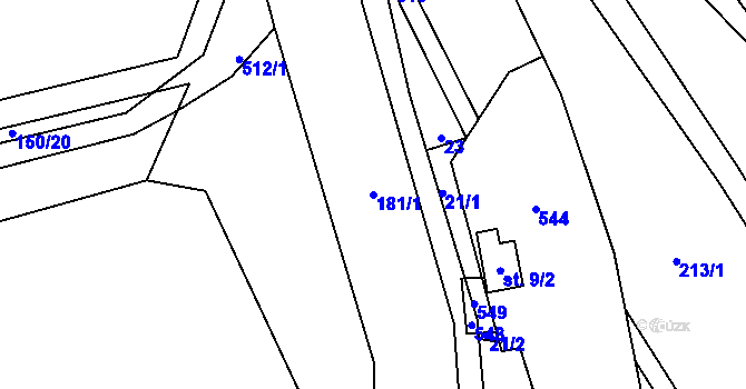 Parcela st. 181/1 v KÚ Lešovice, Katastrální mapa