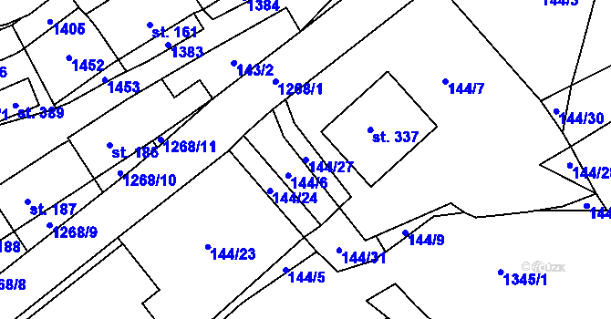 Parcela st. 144/27 v KÚ Nečtiny, Katastrální mapa